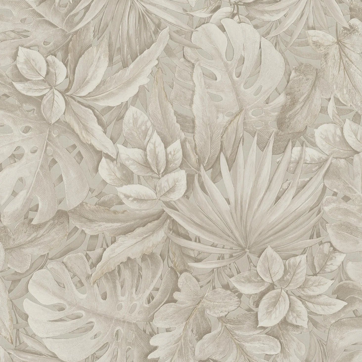 Marburg Botanica 33307 beige leafy botanical wallpaper with detailed foliage on a smooth non-woven surface.