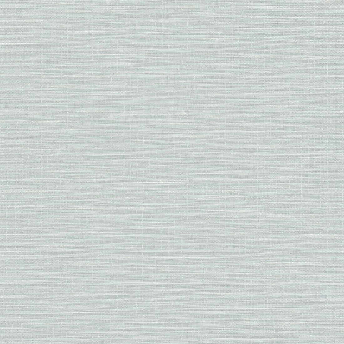 Marburg Botanica 33321 Light green and white horizontally striated wallpaper behind two tall metal vases with pink flowering branches on a dark surface.