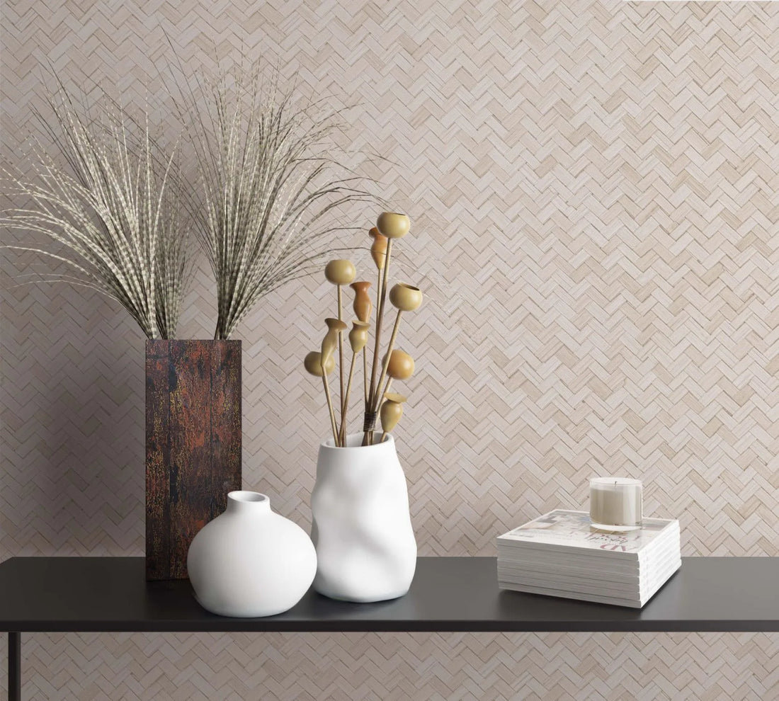 Marburg Botanica 33333 beige woven herringbone wallpaper