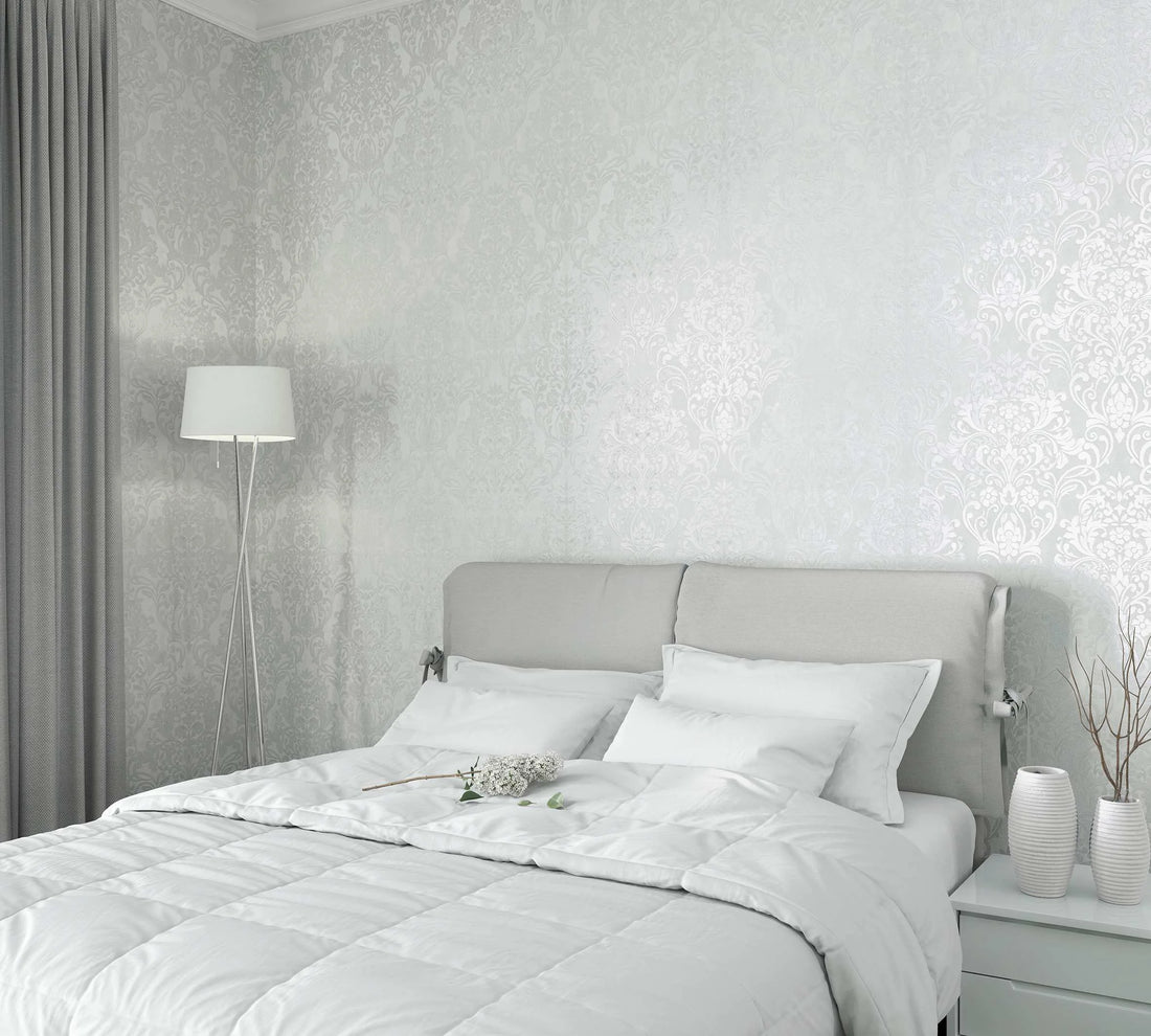 Marburg City Glam 32601 white embossed damask wallpaper