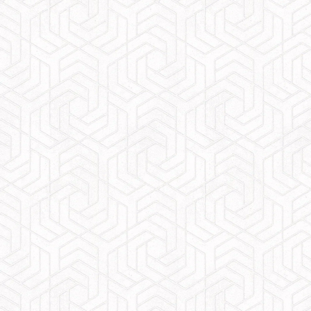 Marburg City Glam 32606 crisp white geometric wallpaper with a subtle polygonal lattice pattern