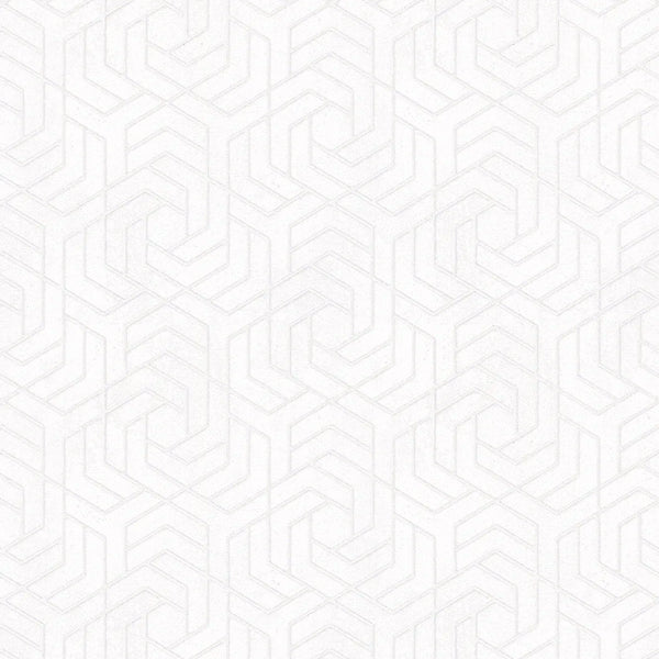 Marburg City Glam 32606 crisp white geometric wallpaper with a subtle polygonal lattice pattern