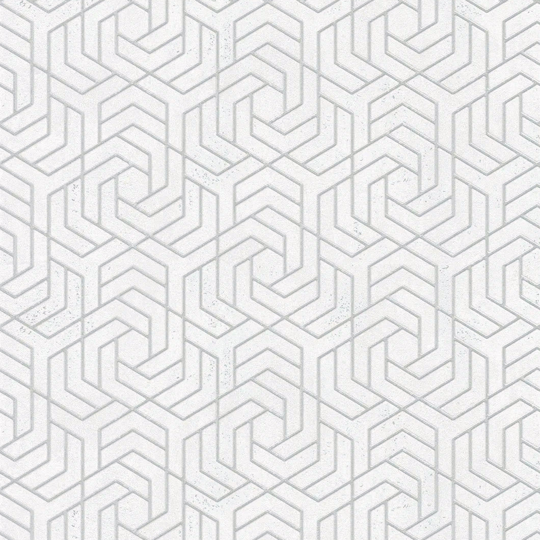 Marburg City Glam 32607 light grey geometric wallpaper on soft white
