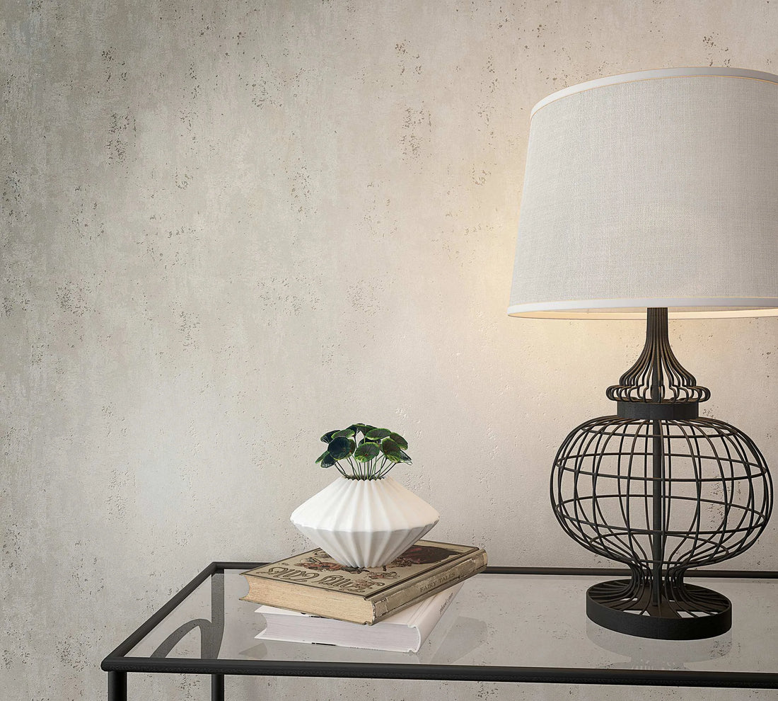 Marburg City Glam 32613 plaster-look cream wallpaper with subtle grey speckles
