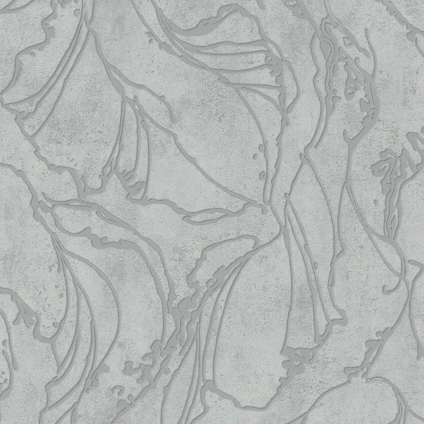 Marburg City Glow 34254 light grey abstract plaster-effect wallpaper with flowing embossed lines.