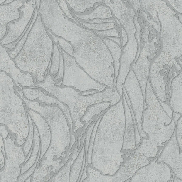 Marburg City Glow 34254 light grey abstract plaster-effect wallpaper with flowing embossed lines.