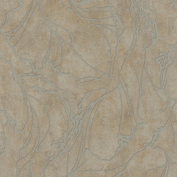 Marburg City Glow 34255 wallpaper with warm mustard plaster-look background and abstract grey linework