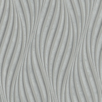 Marburg City Glow 34261 in neutral grey with undulating geometric wave stripes on a non-woven substrate