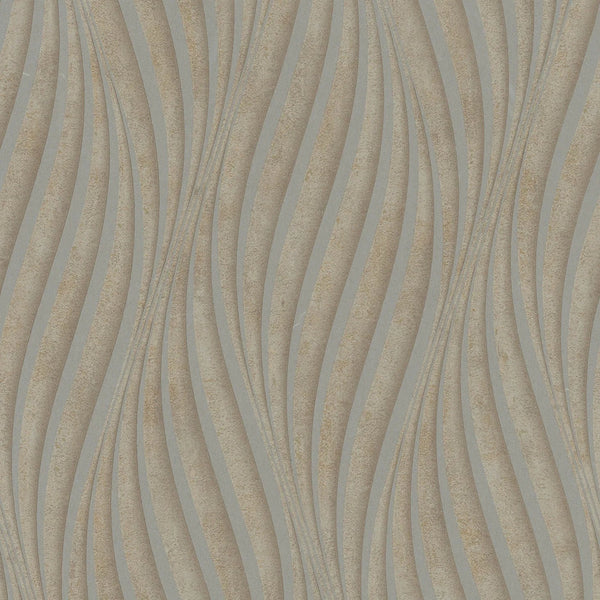 Marburg City Glow 34262 wave pattern wallpaper in warm taupe and grey