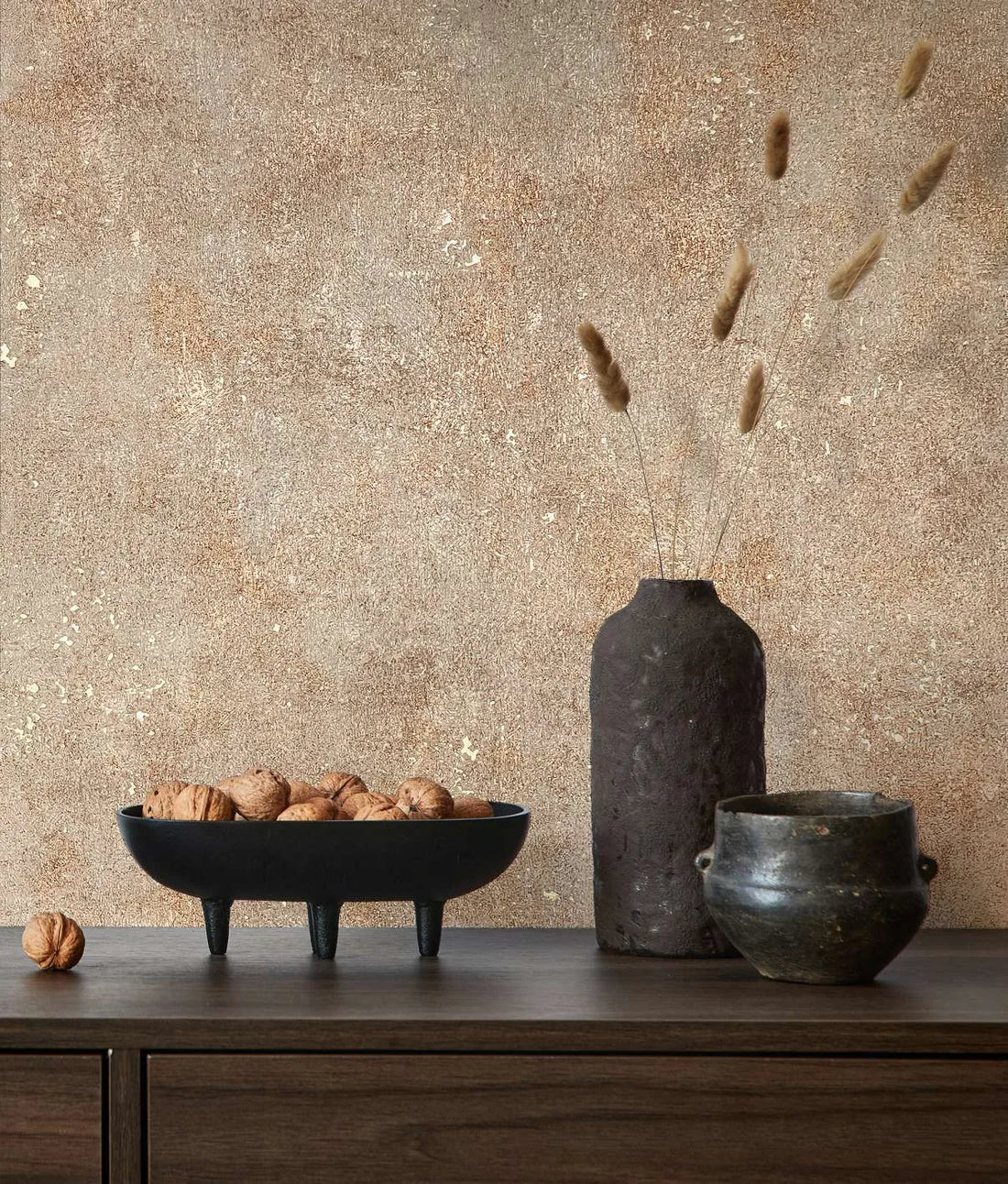 Marburg City Glow 34269 warm beige concrete-effect wallpaper with a softly mottled plaster texture.