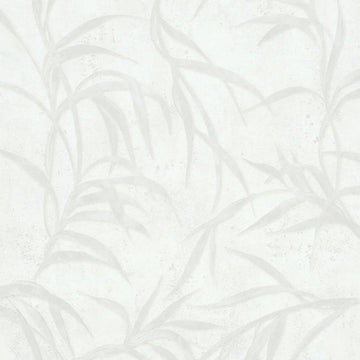 Marburg City Glow 34283 wallpaper in soft white with subtle leafy pattern over a concrete-look texture.