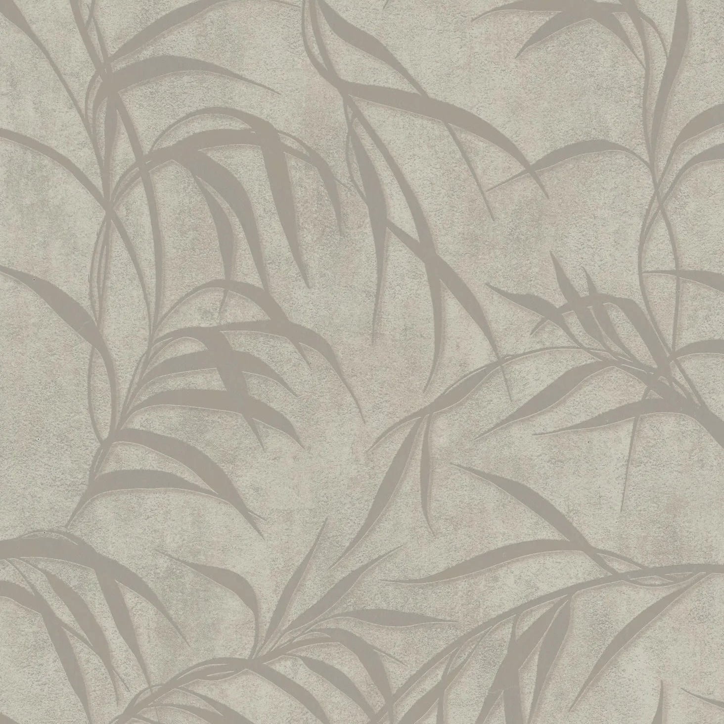 Marburg City Glow 34285 wallpaper with taupe leafy motif on warm beige concrete-look background