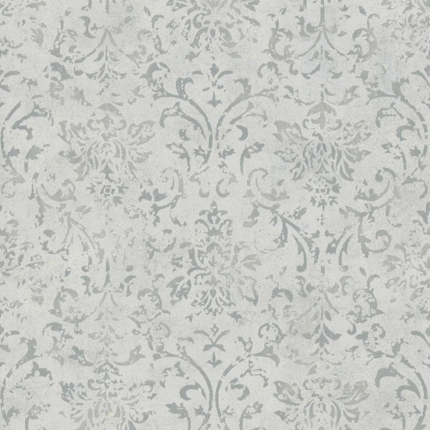Marburg City Glow 34292 light grey distressed damask wallpaper