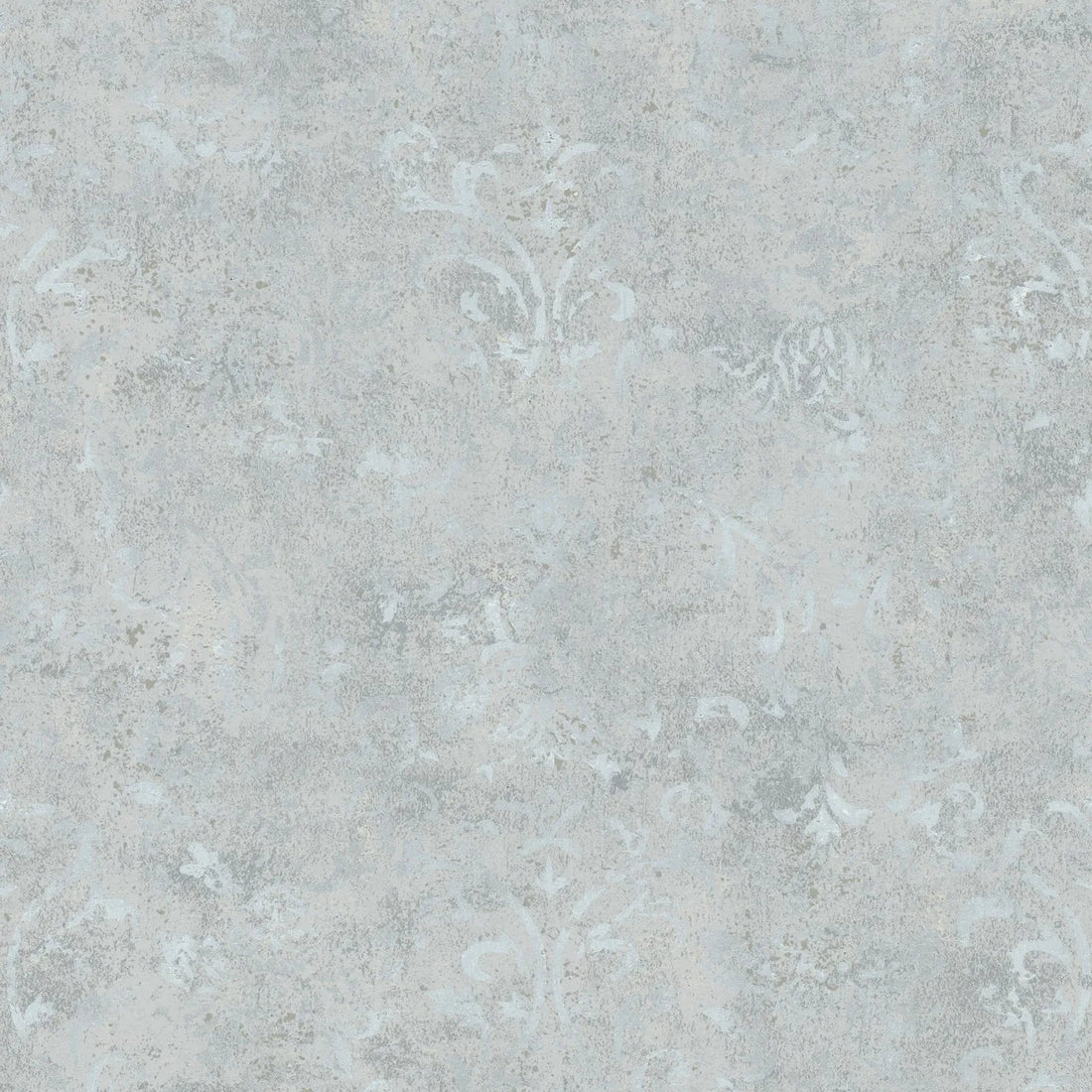 Marburg City Glow 34294 light grey concrete-look wallpaper with faded ornamental damask