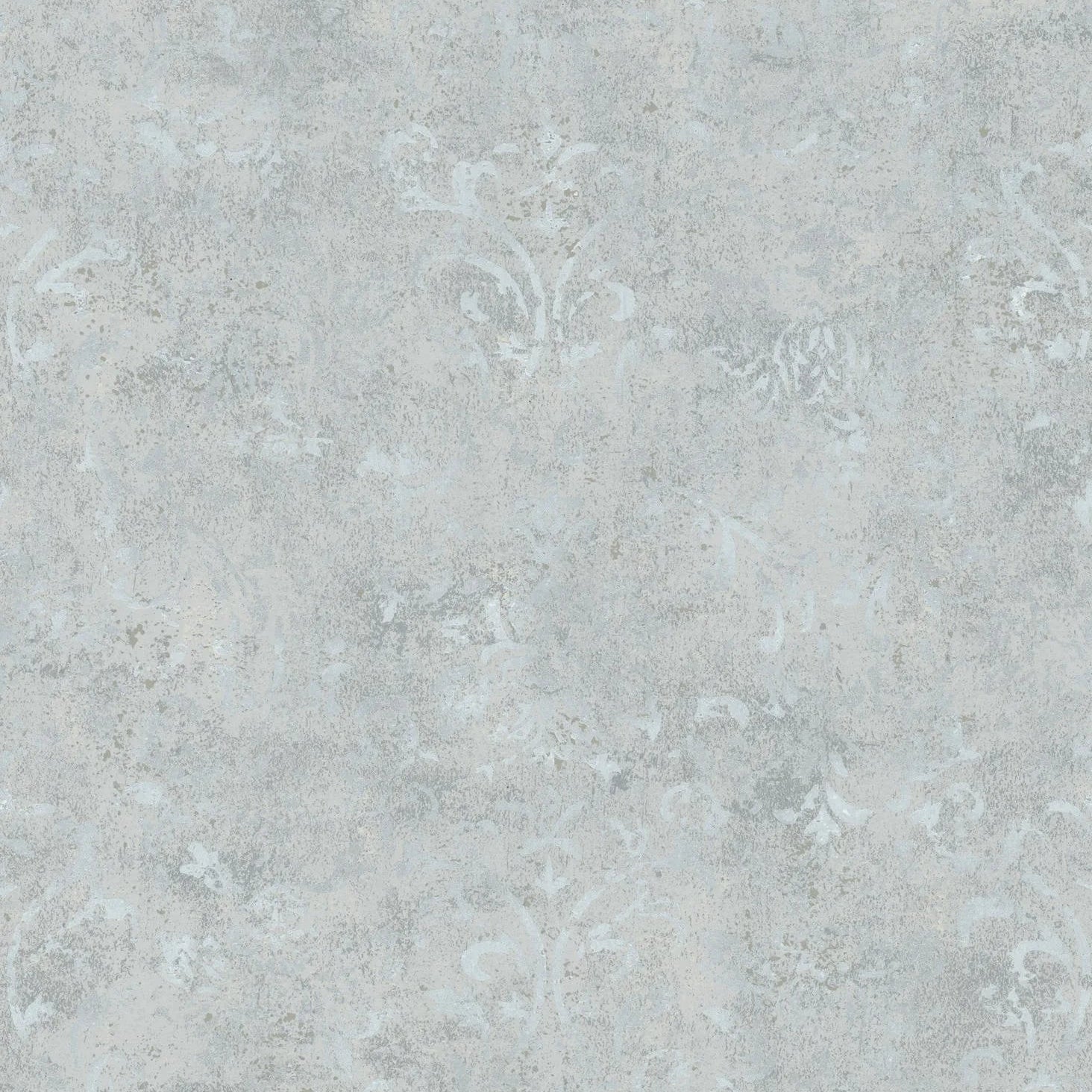 Marburg City Glow 34294 light grey concrete-look wallpaper with faded ornamental damask