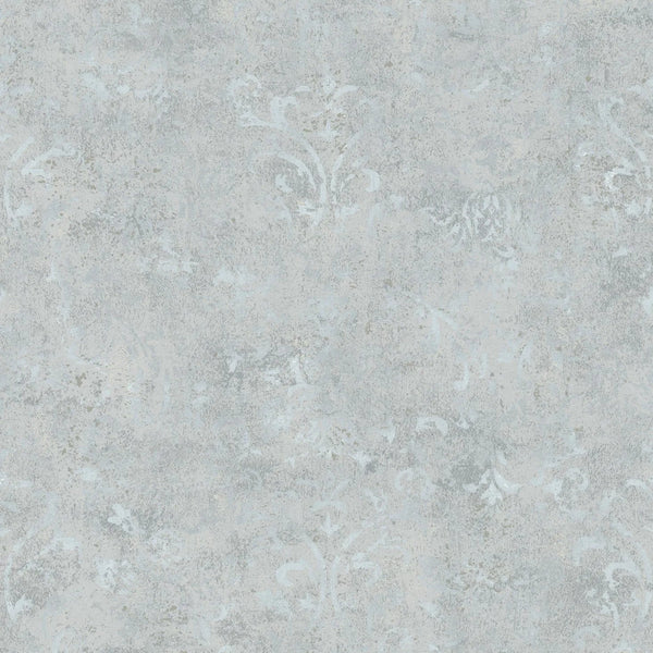 Marburg City Glow 34294 light grey concrete-look wallpaper with faded ornamental damask