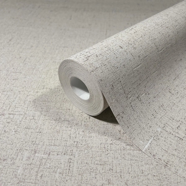 Marburg City Romance 35113 Wallpaper roll with a beige-gray crosshatch texture, partially unrolled across the same pattern.