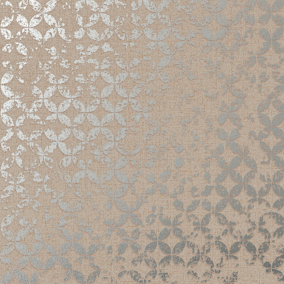 Marburg City Romance 35120 geometric lattice wallpaper in neutral grey on warm beige with a distressed, linen-like texture.