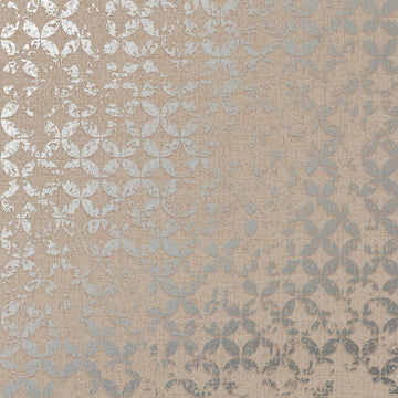 Marburg City Romance 35120 geometric lattice wallpaper in neutral grey on warm beige with a distressed, linen-like texture.