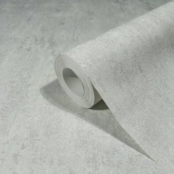 Marburg 35143 wallpaper close-up of rolled sheet with subtle textured light gray concrete look.