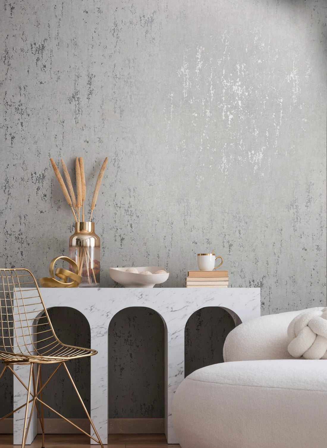 Marburg City Romance 35144 light neutral grey concrete-look wallpaper sample