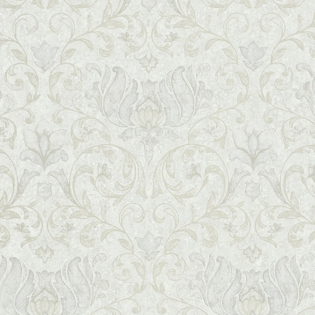 Marburg City Romance 35148 light grey damask wallpaper with a soft plaster-look ground.