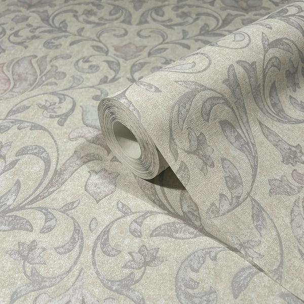 Marburg 35150 wallpaper roll close-up with large floral scroll pattern and textured finish.