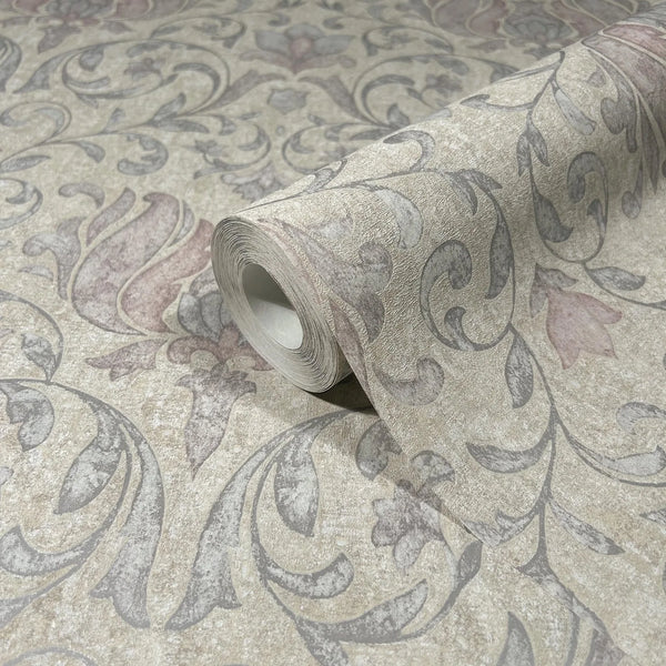 Marburg 35152 wallpaper roll close-up with ornate floral scroll pattern on textured background.