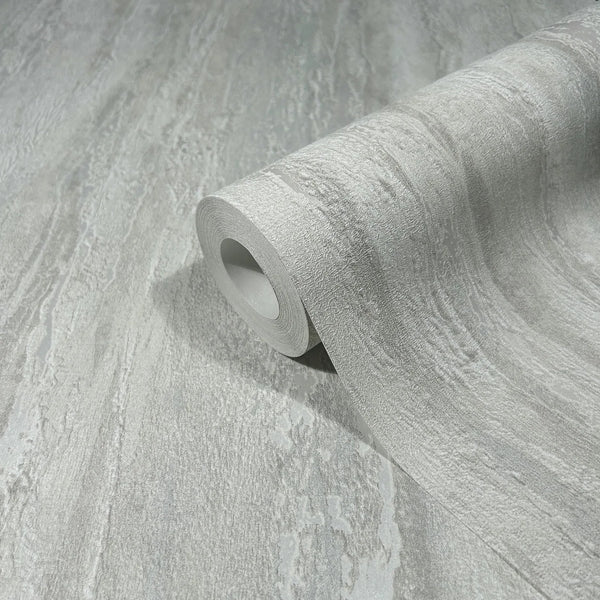Marburg 35155 wallpaper roll close-up with textured light gray stone pattern.