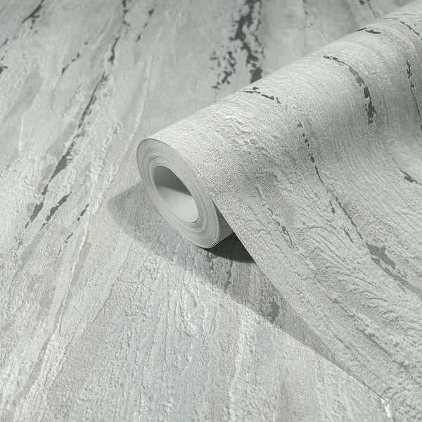 Marburg 35160 wallpaper close-up roll with textured light gray abstract streaks.