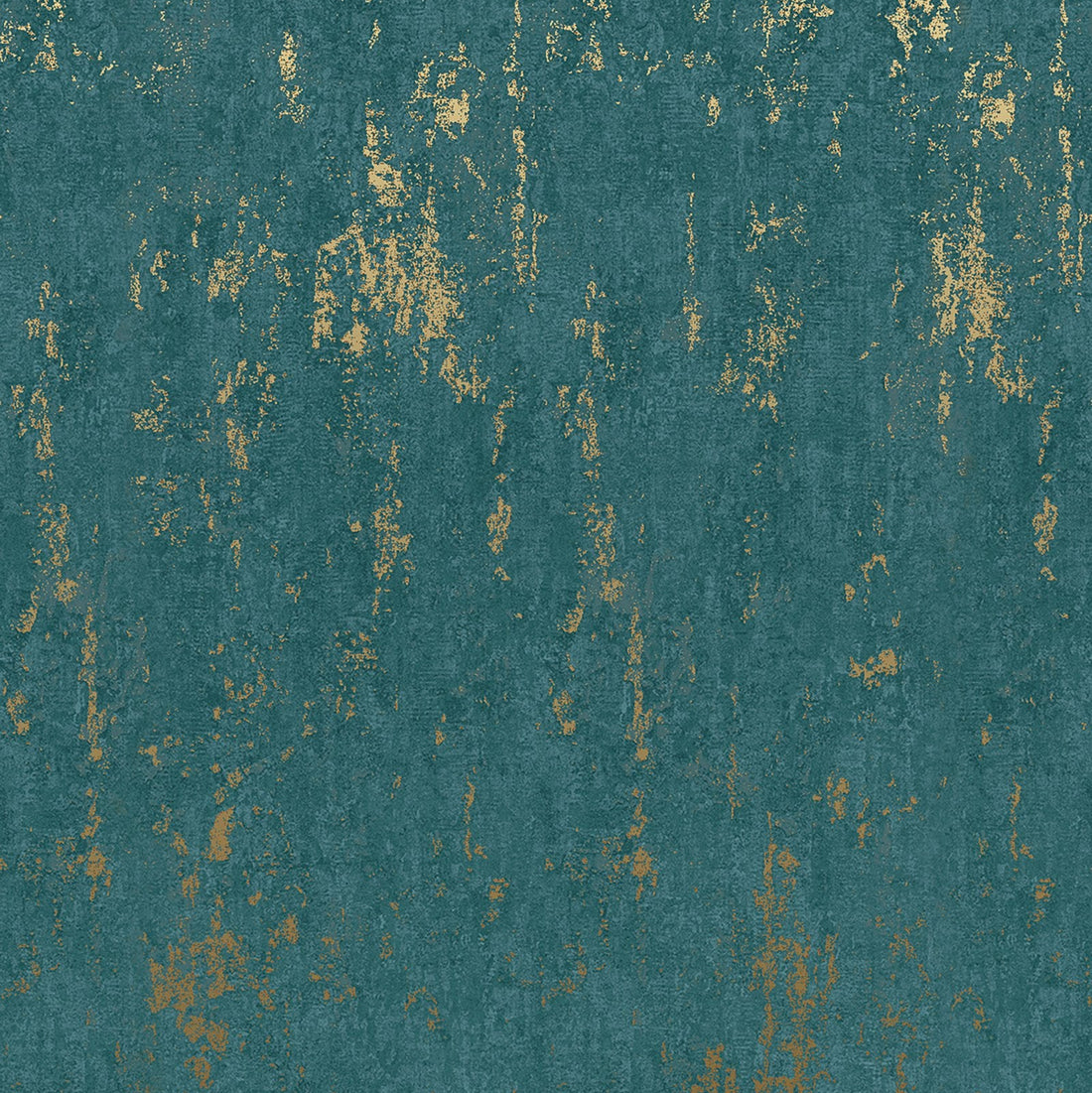Marburg City Romance 35164 green concrete-look wallpaper with teal tone and weathered rust patina.