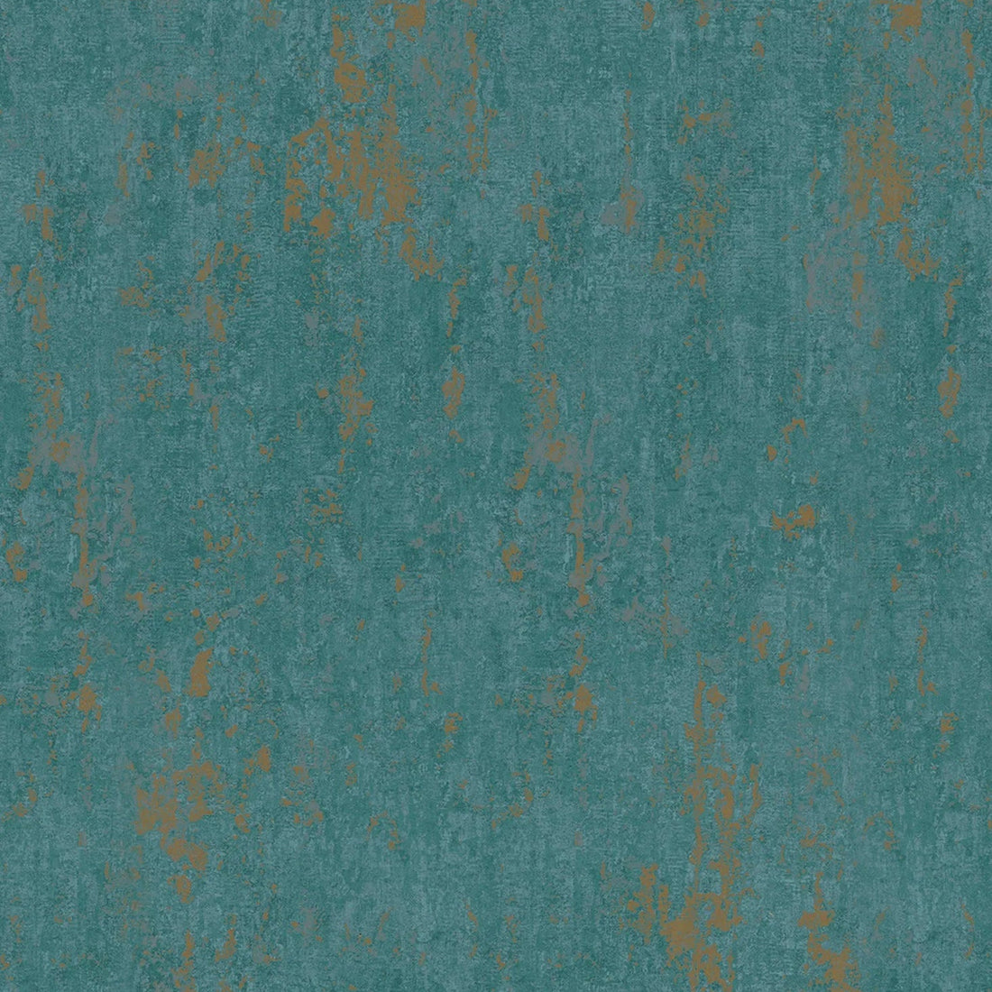 Marburg City Romance 35164 green concrete-look wallpaper with teal tone and weathered rust patina.