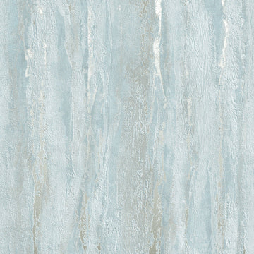 Marburg City Romance 35165 light blue plaster-look textured wallpaper with subtle taupe striations.