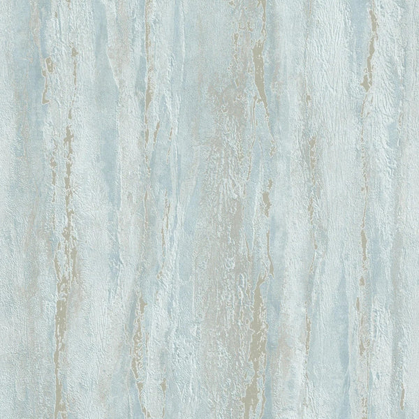 Marburg City Romance 35165 light blue plaster-look textured wallpaper with subtle taupe striations.