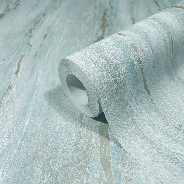 Marburg 35165 wallpaper close-up of textured blue and gray marbled pattern on a roll.