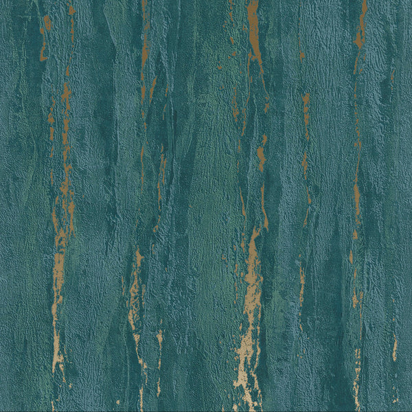 Marburg City Romance 35167 teal green plaster-look textured wallpaper with rust accents