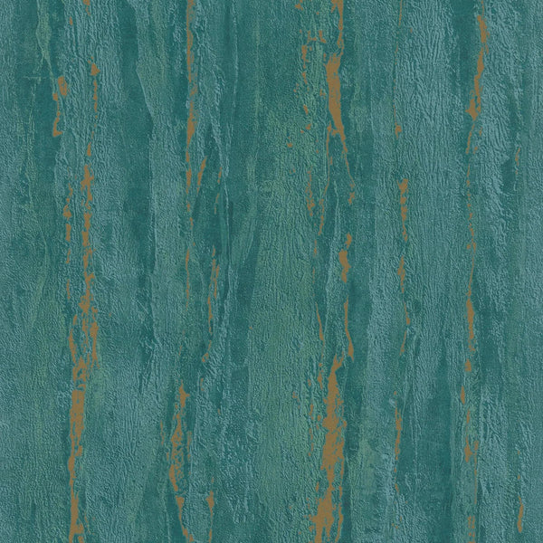 Marburg City Romance 35167 teal green plaster-look textured wallpaper with rust accents