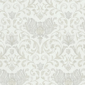 Marburg City Romance 35168 beige and white damask wallpaper with soft plaster-look ground