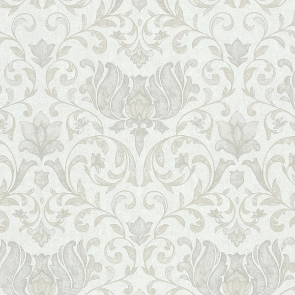 Marburg City Romance 35168 beige and white damask wallpaper with soft plaster-look ground