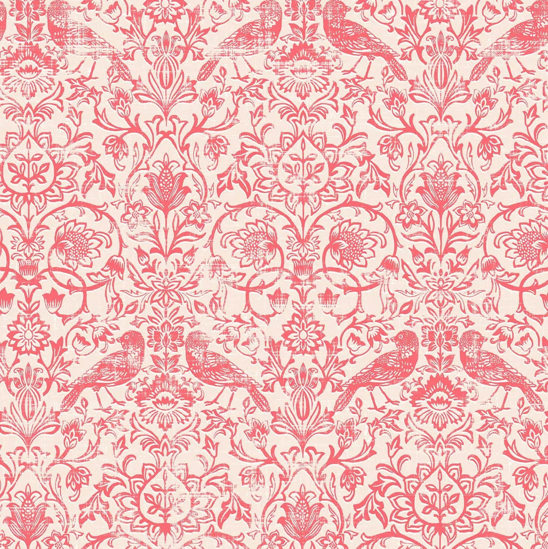 Marburg Heritage 47622 beige and red floral damask wallpaper with birds