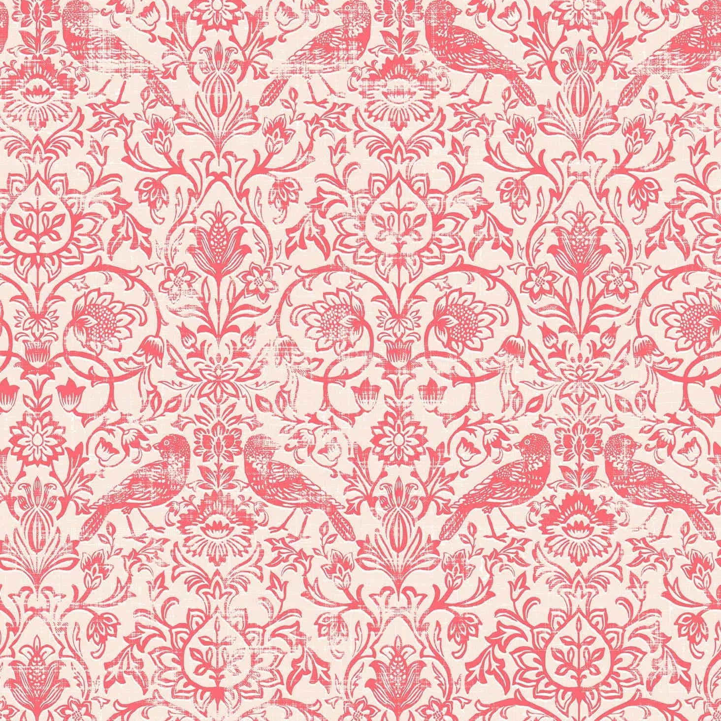 Marburg Heritage 47622 beige and red floral damask wallpaper with birds