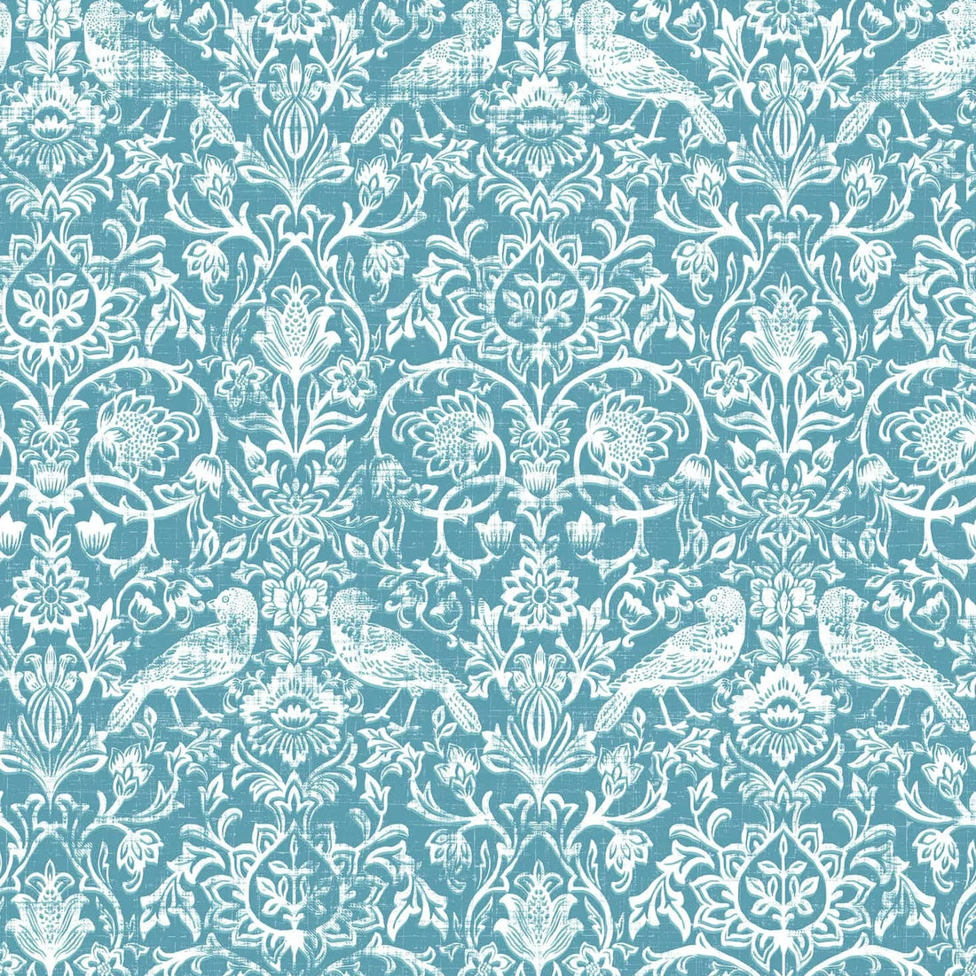 Marburg Heritage 47623 blue and white floral vine wallpaper with birds