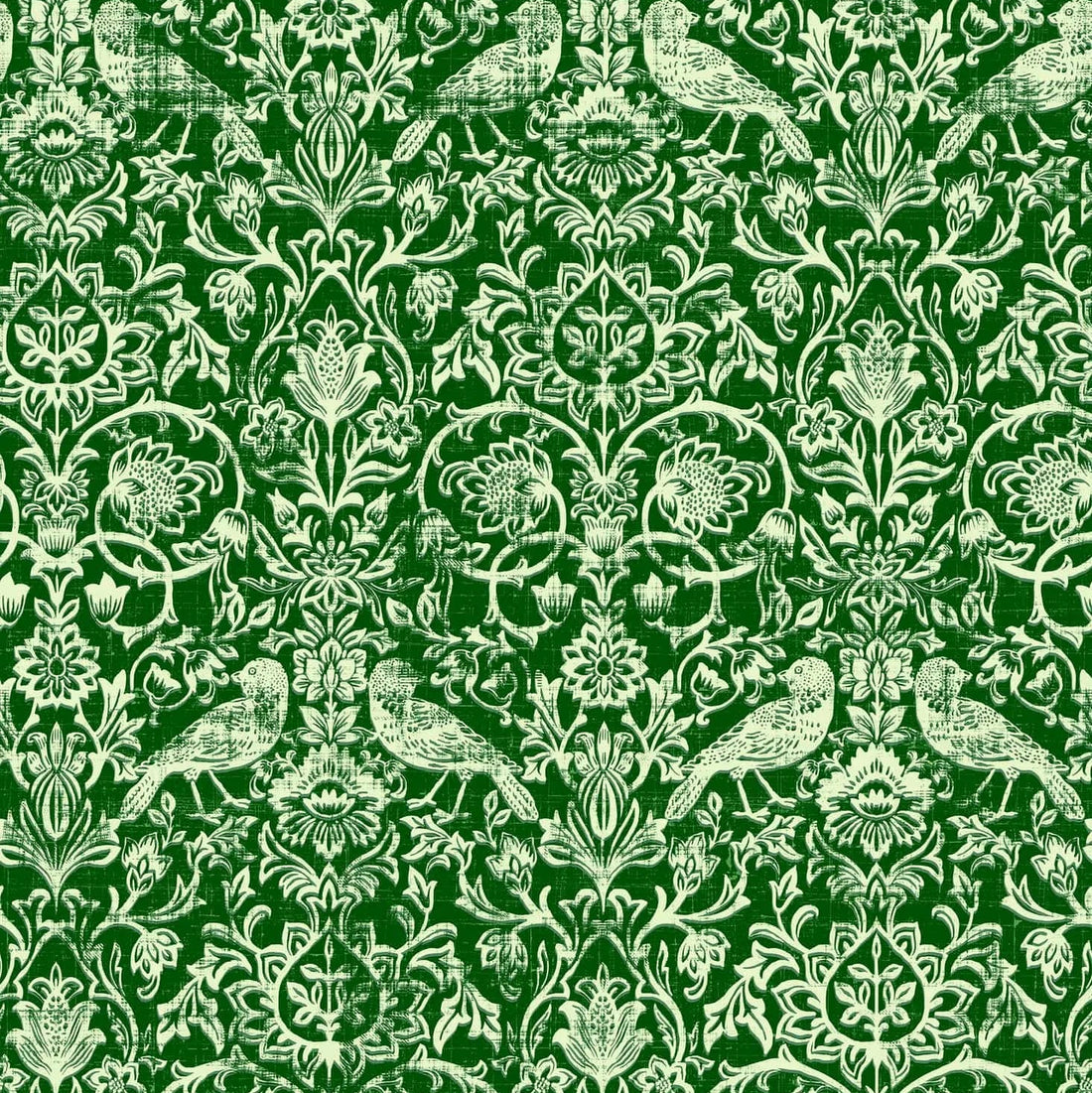 Marburg Heritage 47624 green floral wallpaper with birds on a rich green ground