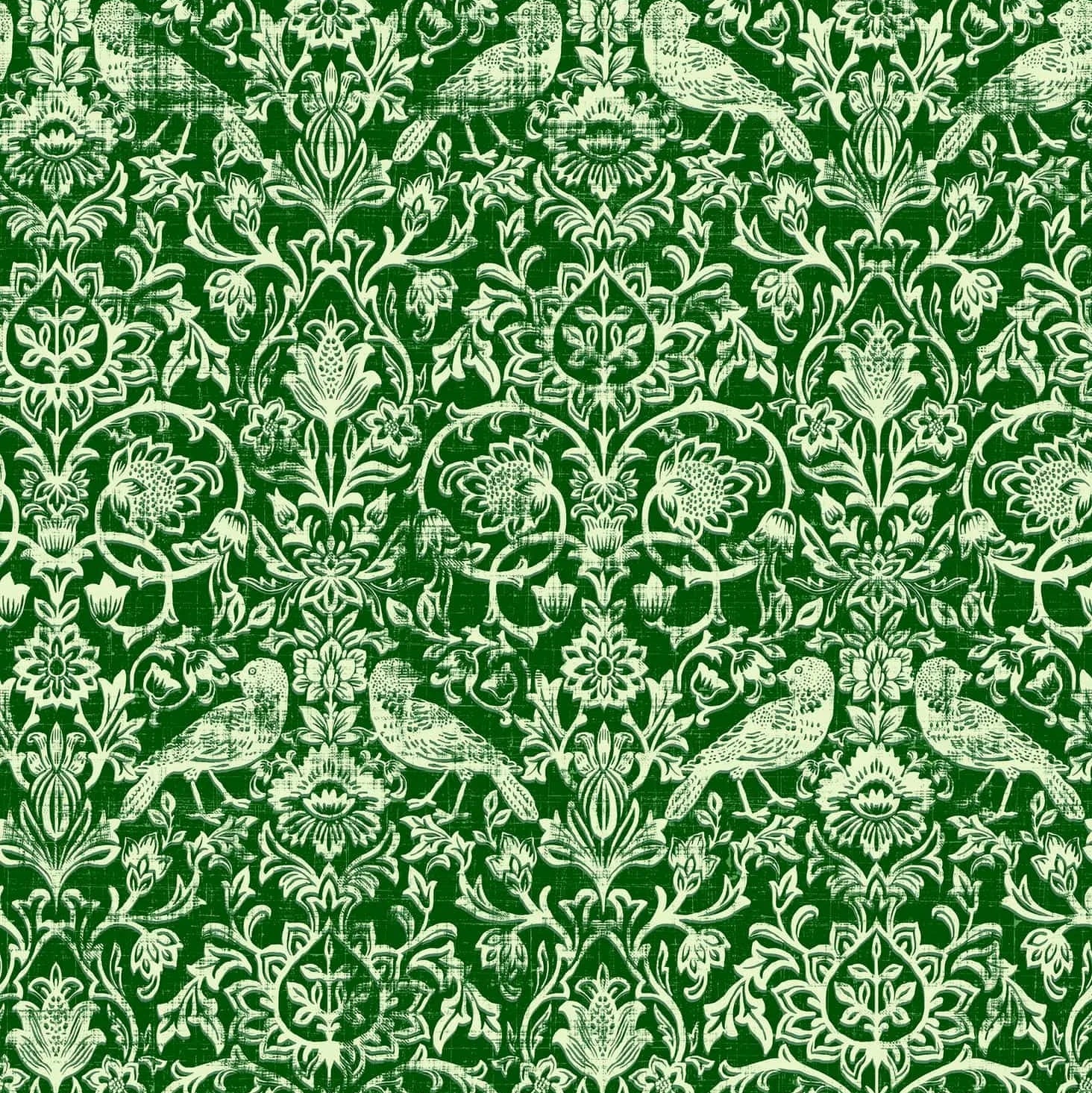 Marburg Heritage 47624 green floral wallpaper with birds on a rich green ground