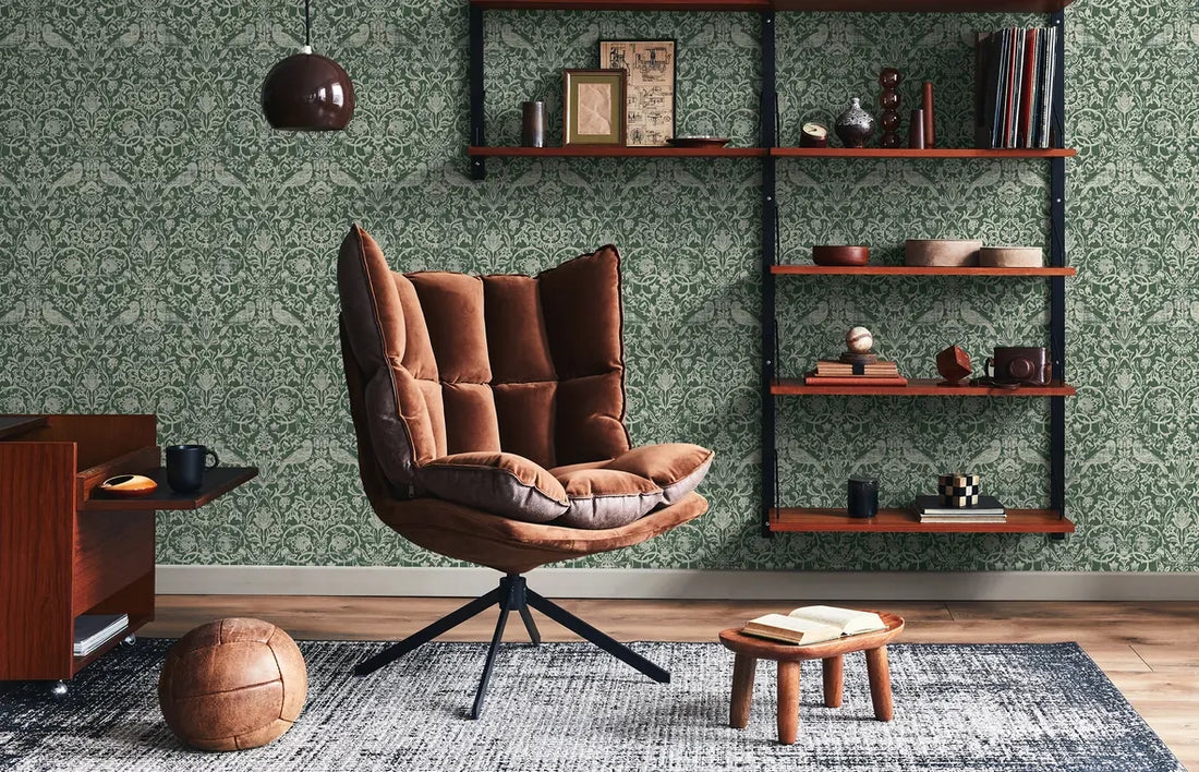 Marburg Heritage 47624 green floral wallpaper with birds on a rich green ground