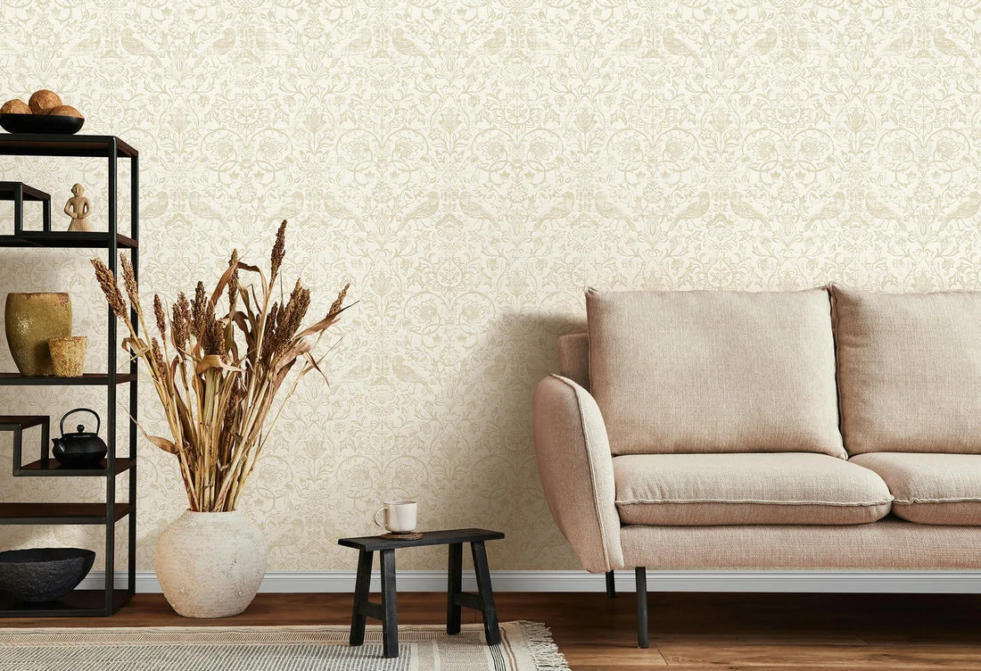 Marburg Heritage 47625 beige and gray bird floral damask non-woven wallpaper