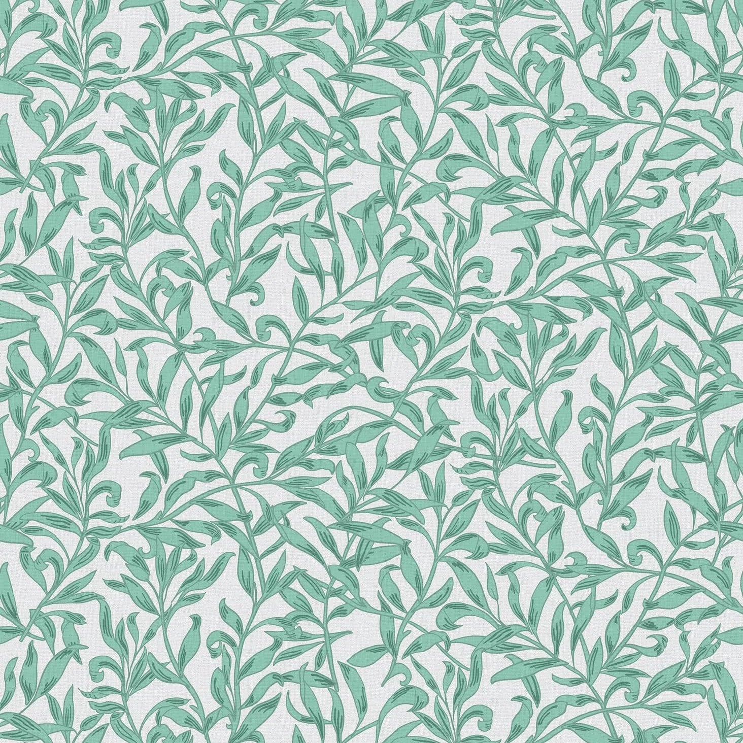 Marburg Heritage 47639 sage green vine botanical wallpaper on a light grey linen-look ground