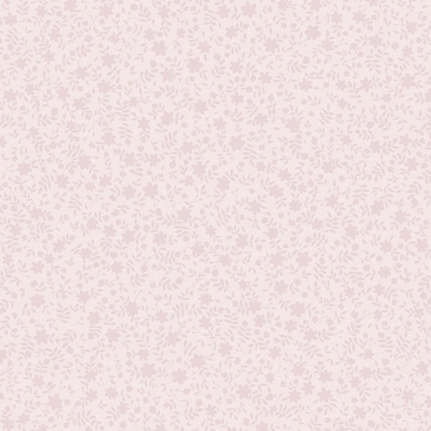Marburg Heritage 47644 pink small-scale blossom and leaf floral wallpaper.