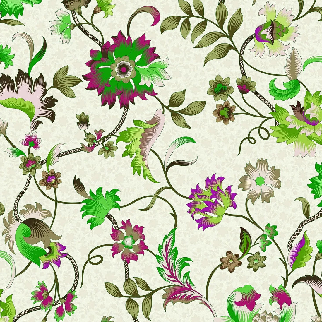 Marburg Heritage 47648 green and pink chinoiserie floral wallpaper on a soft neutral background