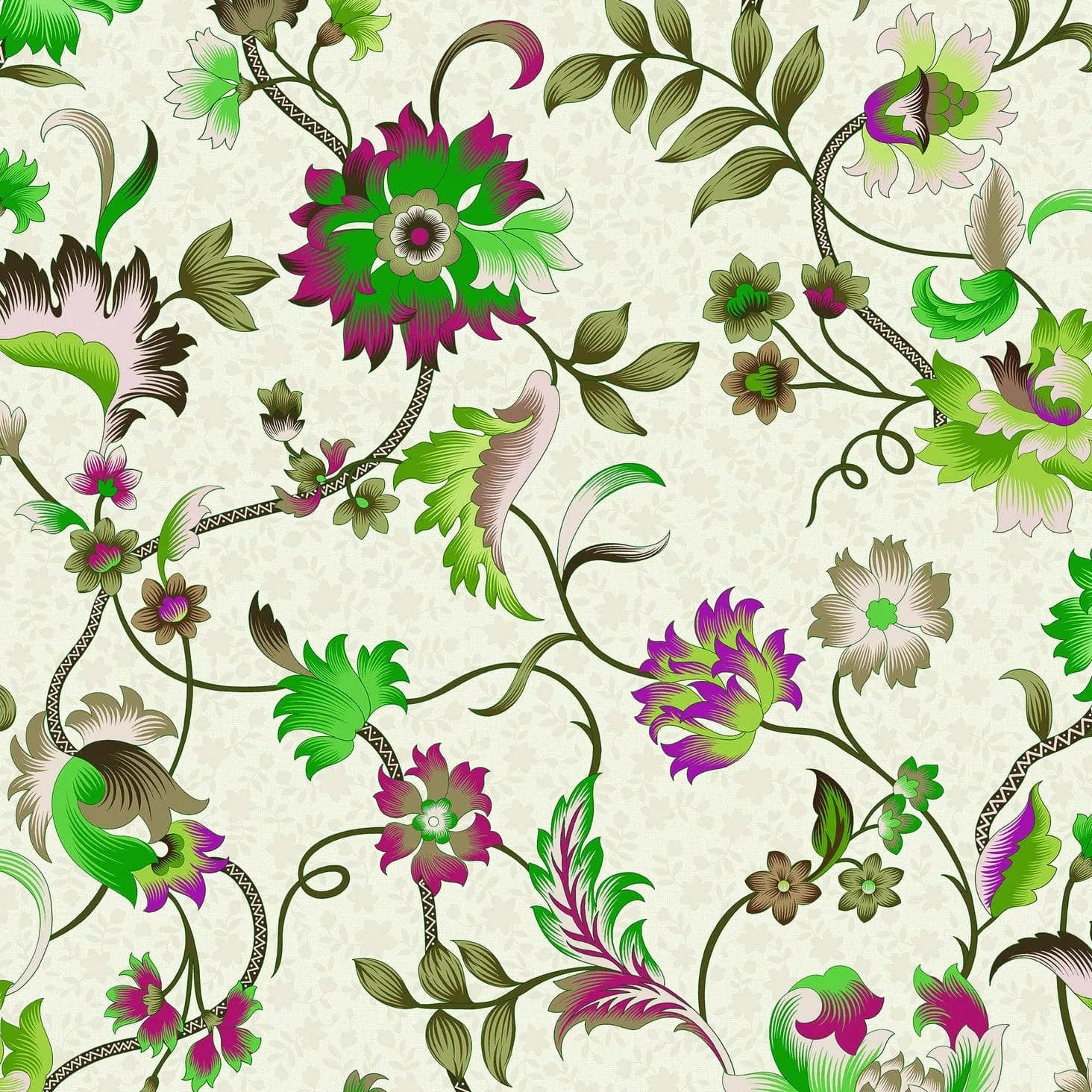 Marburg Heritage 47648 green and pink chinoiserie floral wallpaper on a soft neutral background